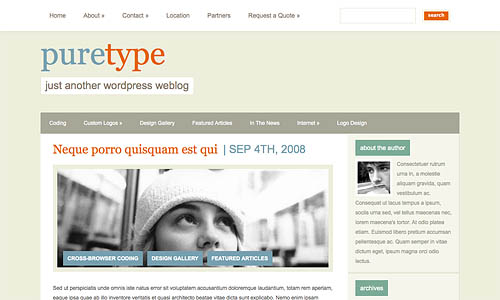 puretype wordpress theme