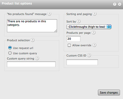 datafeedr product list options