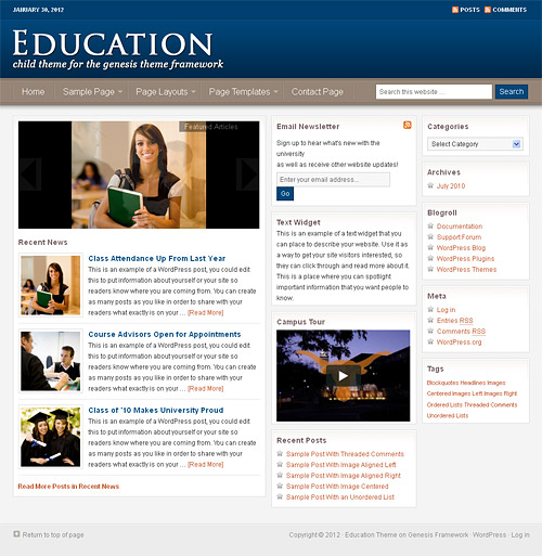 education wordpress theme