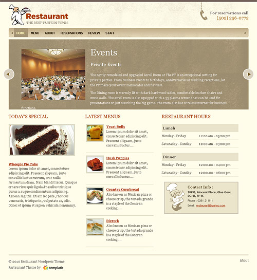 restaurant wordpress theme